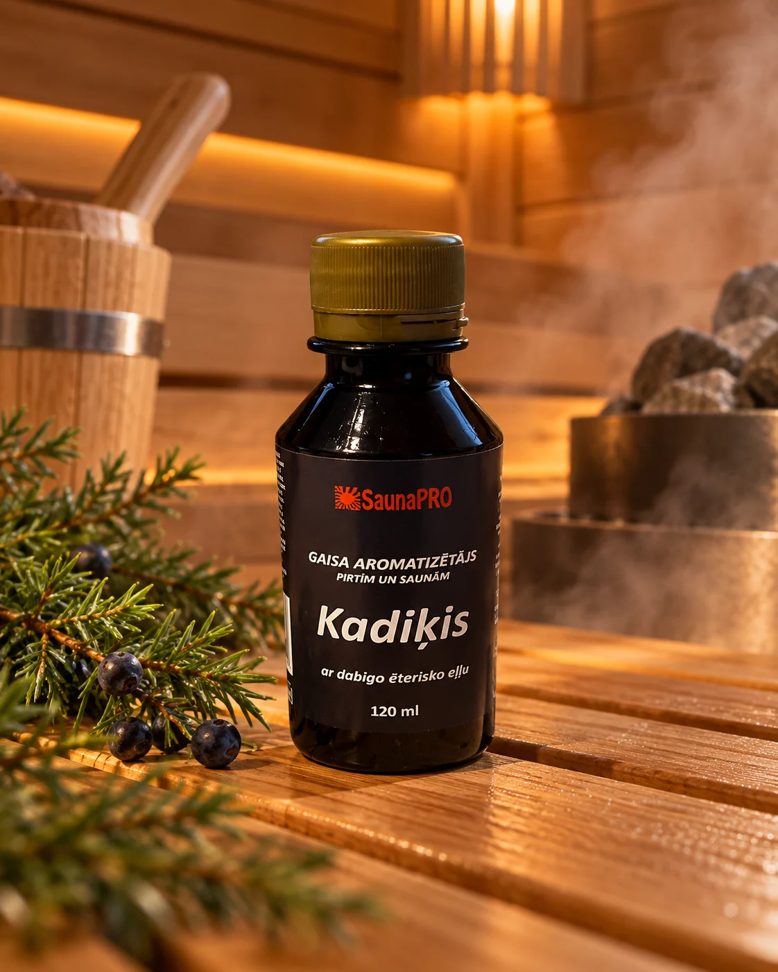 Kadiķa pirts aromatizētājs 120 ml ar dabīgo ēterisko eļļu pirtīm un saunām — attēls 3