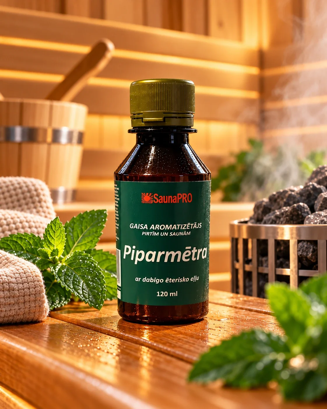 Piparmētru gaisa aromatizētājs pirtij un saunai ar dabīgo ēterisko eļļu 120 ml — attēls 3