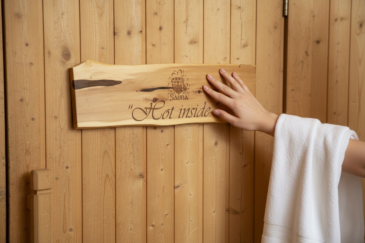 Saunas durvju dekors no kadiķa
